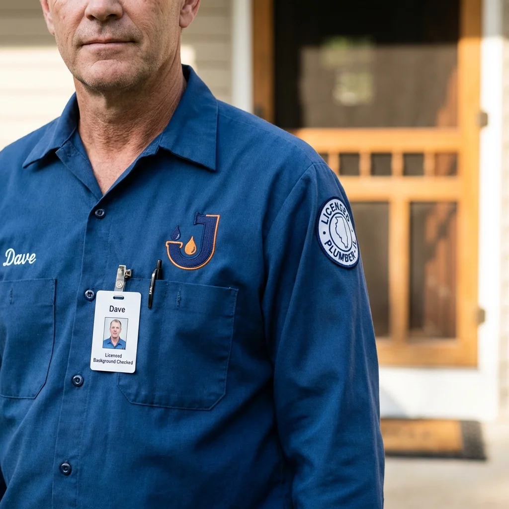 Licensed plumber showing ID badge in Youngwood, PA