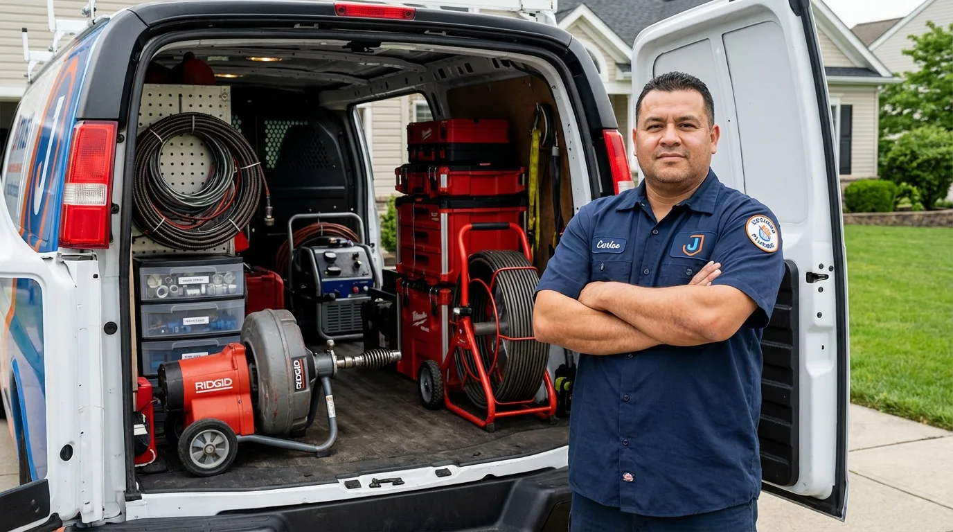 Professional drain cleaning equipment and Johns Plumbing LLC plumber in Youngwood