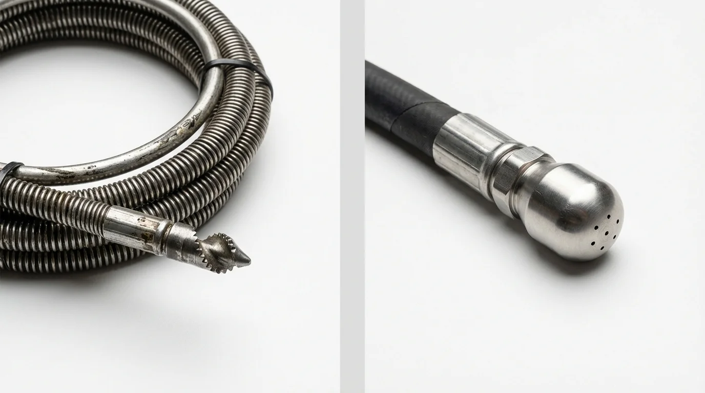 Drain snake cable and hydro jetting nozzle used for drain cleaning in Youngwood, PA