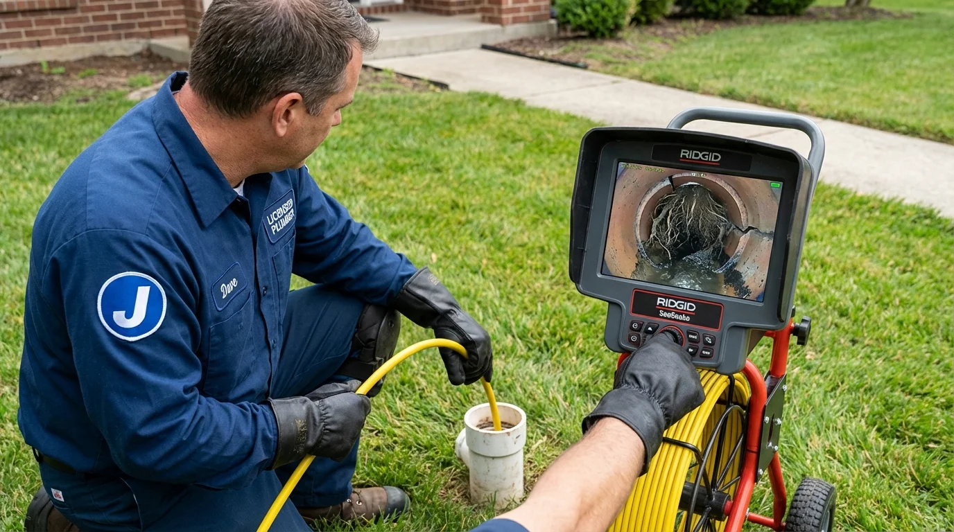 Sewer camera inspection being performed by Johns Plumbing LLC in Youngwood